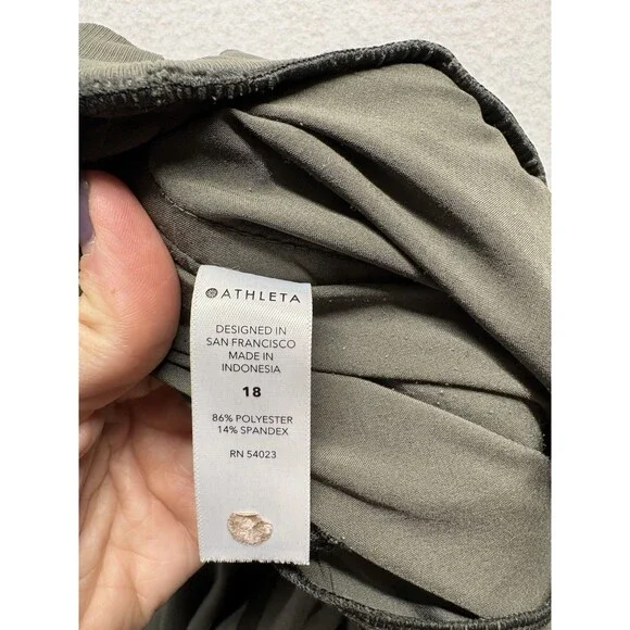 Athleta Womens 18 Nolita Wide Leg Pants Olive Green Relaxed Fit Pockets Pull On - Picture 4 of 4